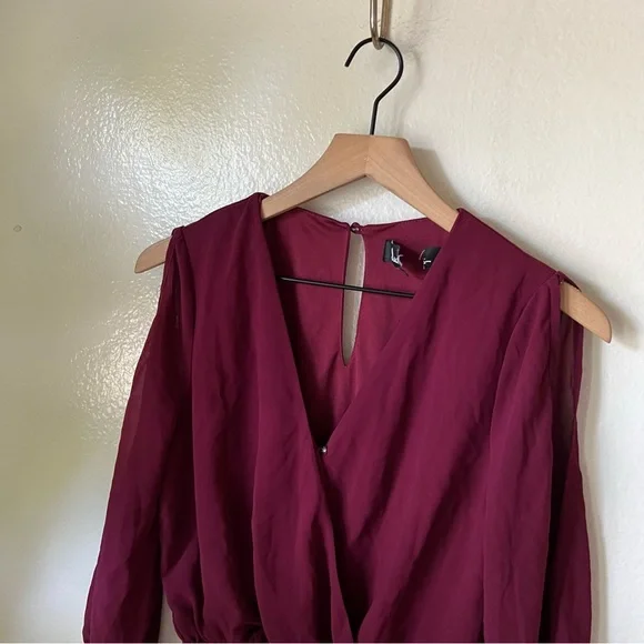 Lulus | Luck and Love Burgundy Three-Quarter Sleeve Romper - Picture 3 of 8